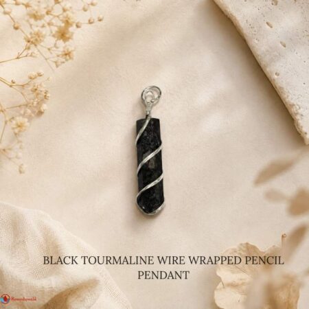 Black Tourmaline Wire Wrapped Pencil Pendant