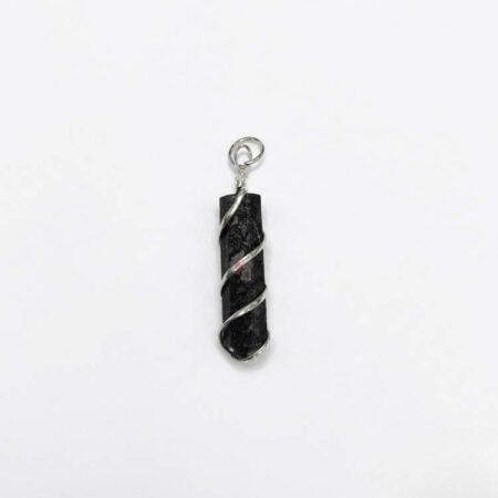 Black Tourmaline Wire Wrapped Pencil Pendant