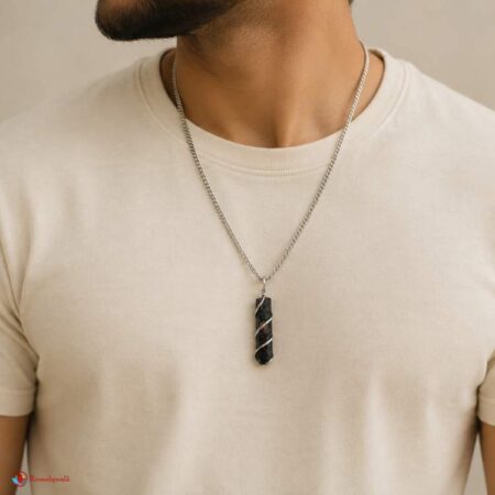 Black Tourmaline Wire Wrapped Pencil Pendant