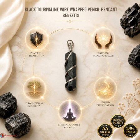 Black Tourmaline Wire Wrapped Pencil Pendant