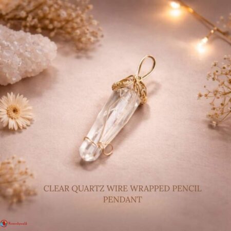 Clear Quartz Wire Wrapped Pencil Pendant