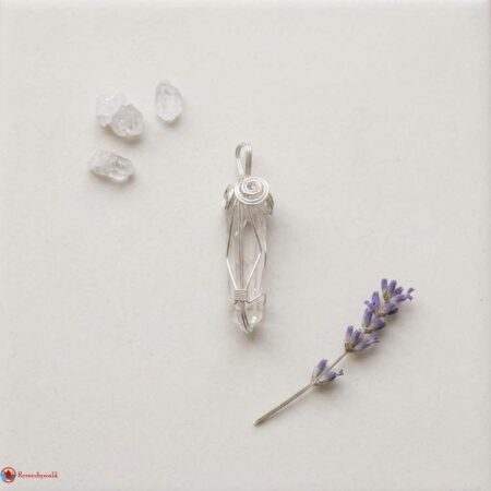 Clear Quartz Wire Wrapped Pencil Pendant
