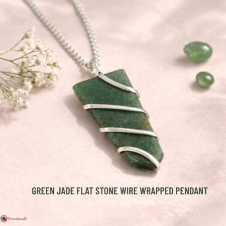 Green Jade Flat Stone Wire Wrapped Pendant
