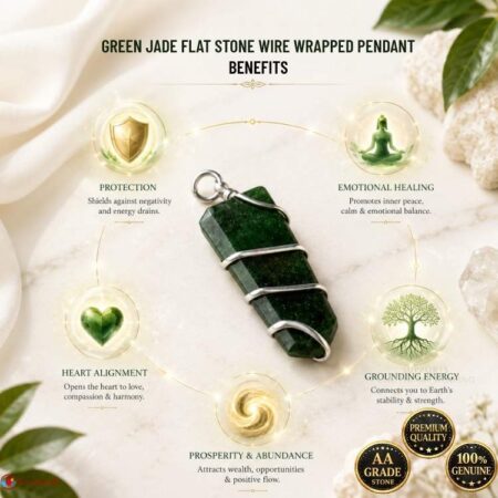 Green Jade Flat Stone Wire Wrapped Pendant