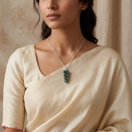 Green Jade Flat Stone Wire Wrapped Pendant