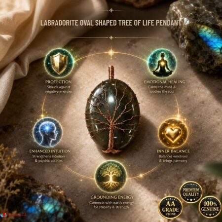 Labradorite Oval Shaped Tree Of Life Pendant