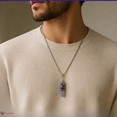 Lepidolite Flat Stone Wire Wrapped Pendant