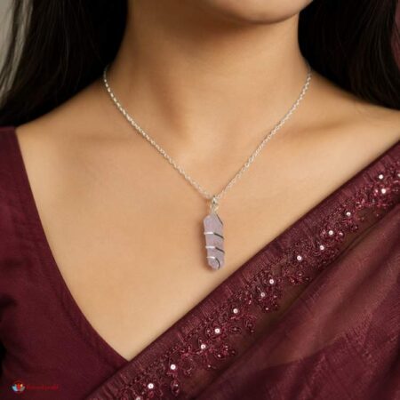 Rose Quartz Flat Stone Wire Wrapped Pendant