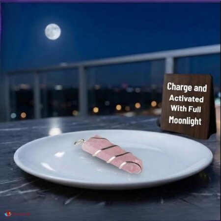 Rose Quartz Flat Stone Wire Wrapped Pendant
