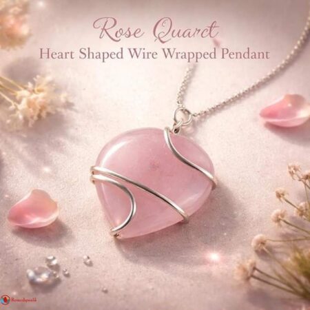 Rose Quartz Heart Shaped Wire Wrapped Pendant