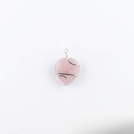 Rose Quartz Heart Shaped Wire Wrapped Pendant