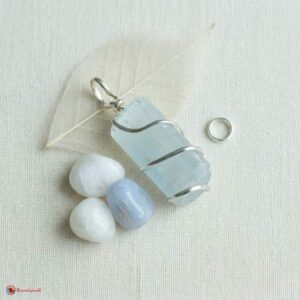 Selenite Rough Stone Wire Wrapped Pendant