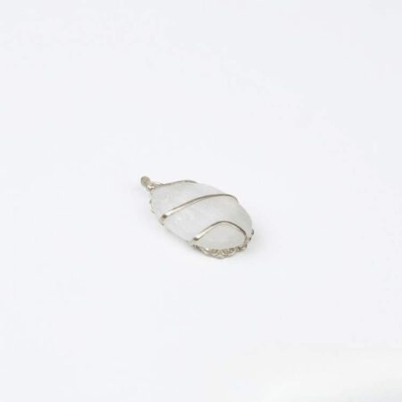 Selenite Oval Shaped Wire Wrapped Pendant