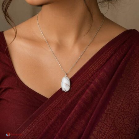 Selenite Oval Shaped Wire Wrapped Pendant