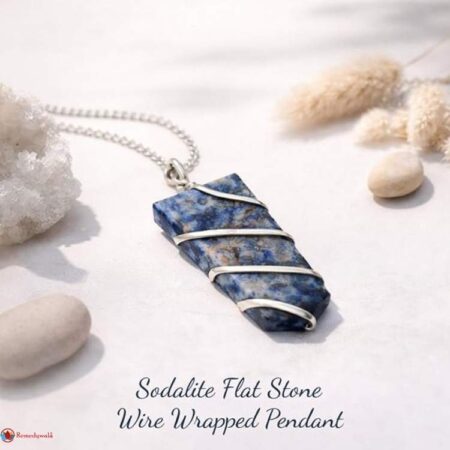 Sodalite Flat Stone Wire Wrapped Pendant