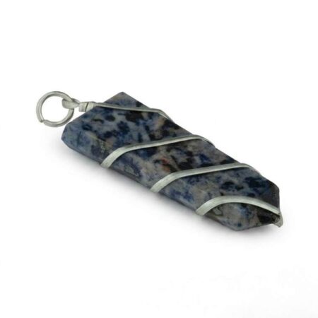 Sodalite Flat Stone Wire Wrapped Pendant