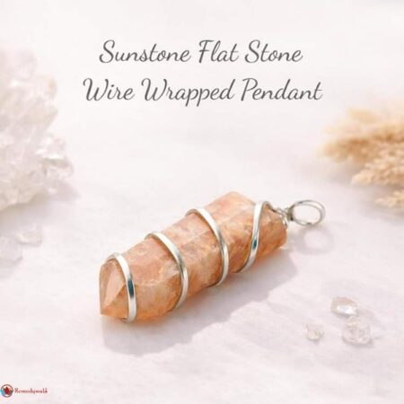 Sunstone Flat Stone Wire Wrapped Pendant