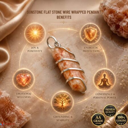 Sunstone Flat Stone Wire Wrapped Pendant