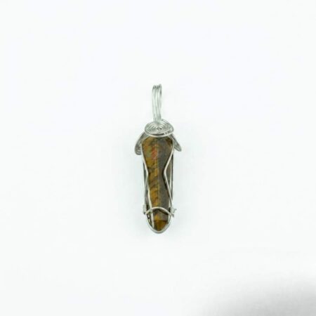 Golden Pyrite Wire Wrapped Pencil Pendant