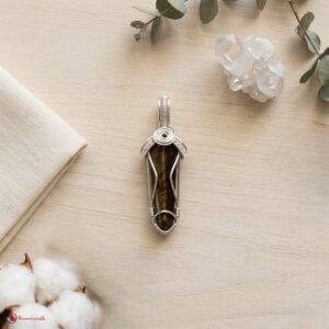 Golden Pyrite Wire Wrapped Pencil Pendant