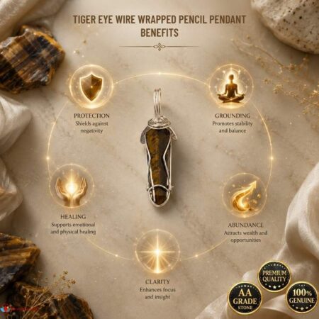 Golden Pyrite Wire Wrapped Pencil Pendant
