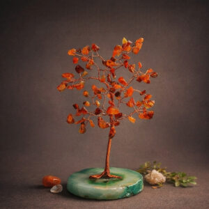 Red Carnelian Tree 100 Beads Slice Stone Base