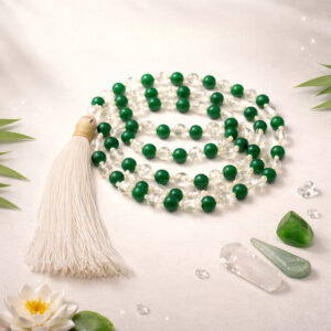 Green Jade Sphatik Mala 6mm with Certificate