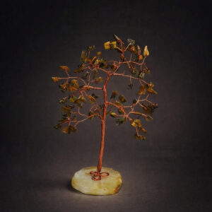 Tiger Eye Tree 100 Beads Slice Stone Base