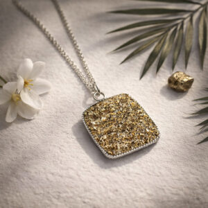 Golden Pyrite Raw Stone Flat Pendant