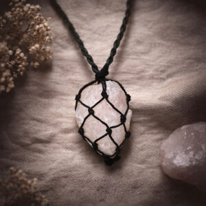 Rose Quartz Thread Cage Raw Stone Pendant