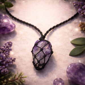 Amethyst Thread Cage Raw Stone Pendant