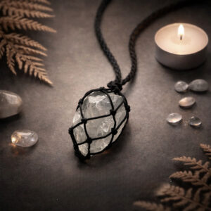 Clear Quartz Thread Cage Raw Stone Pendant