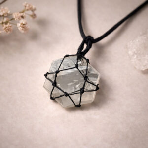 Clear Quartz Thread Cage Wrapped Pendant