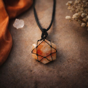 Sunstone Thread Cage Wrapped Pendant