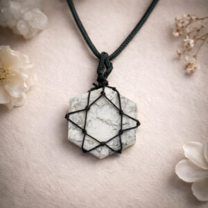 White Howlite Thread Cage Wrapped Pendant