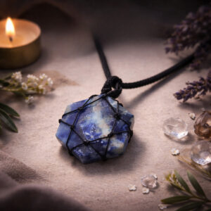 Sodalite Thread Cage Wrapped Pendant