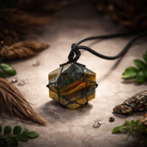 Tiger Eye Thread Cage Wrapped Pendant