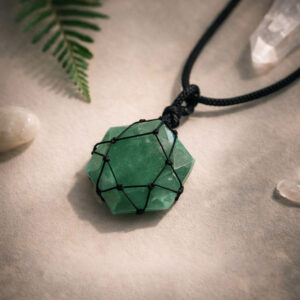 Green Jade Thread Wrapped Pendant