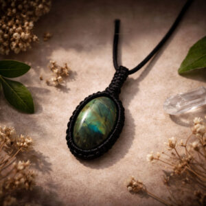 Labradorite Macrame Pendant