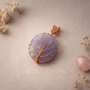 Amethyst Oval Shaped Tree Of Life Pendant