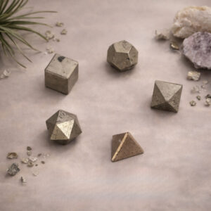 Golden Pyrite Platonic Sacred Geometry Set of 5