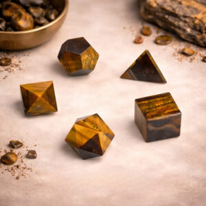 Tiger Eye Platonic Sacred Geometry Set of 5