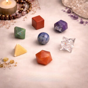 Clear Quartz Platonic Sacred Geometry Set of 7