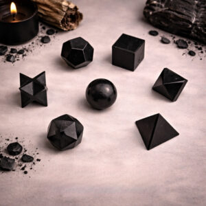 Black Tourmaline Platonic Sacred Geometry Set of 7