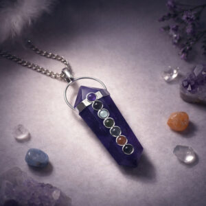 Amethyst 7 Chakra Double Terminated Pendant