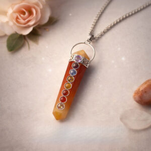 Carnelian 7 Chakra Double Terminated Pendant