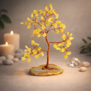Citrine Tree 100 Beads Slice Stone Base