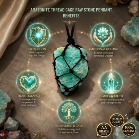 Amazonite Thread Cage Raw Stone Pendant