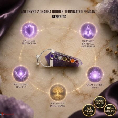 Amethyst 7 Chakra Double Terminated Pendant