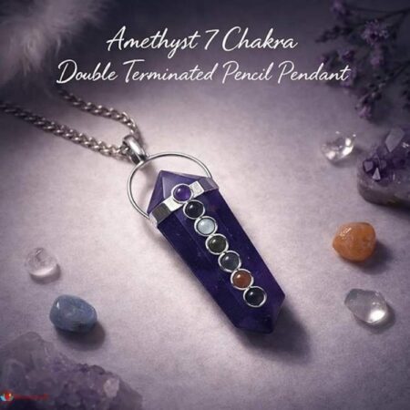 Amethyst 7 Chakra Double Terminated Pendant